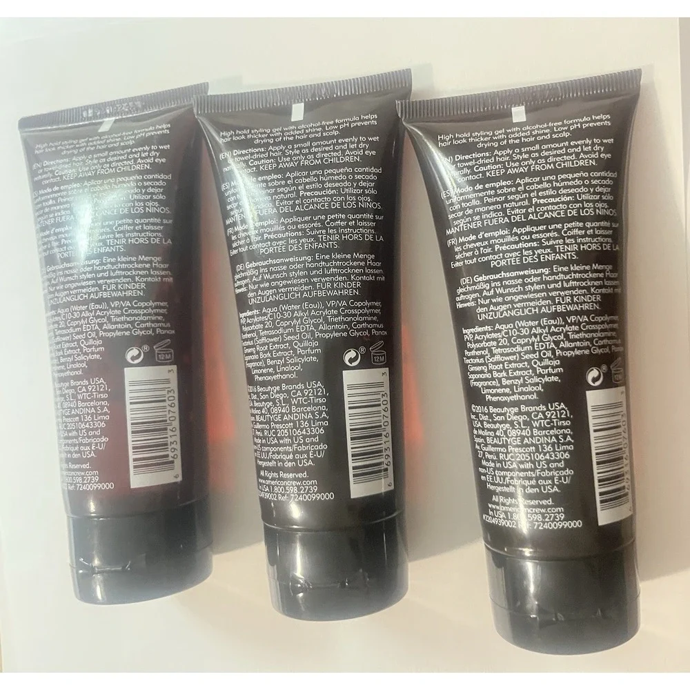American Crew Firm Hold Styling Gel Unisex 3.3oz Clear New Set of 3 Alcohol Free